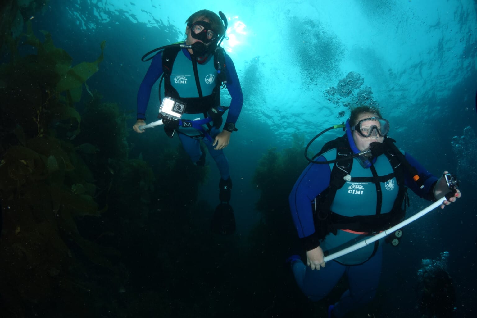 Two scuba divers using GoPros.