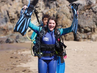 girl with flippers